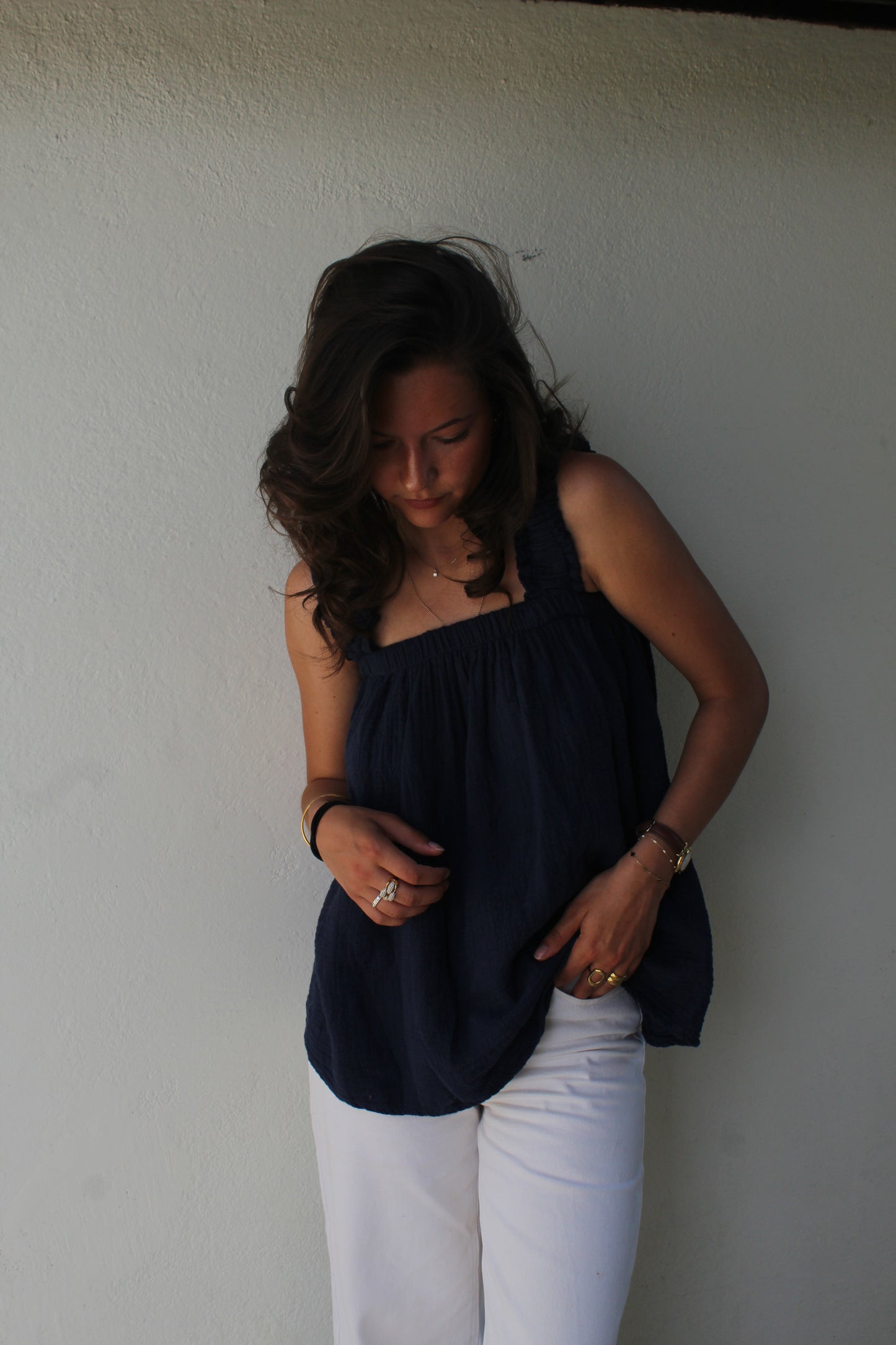 Top bleu marine Ambre