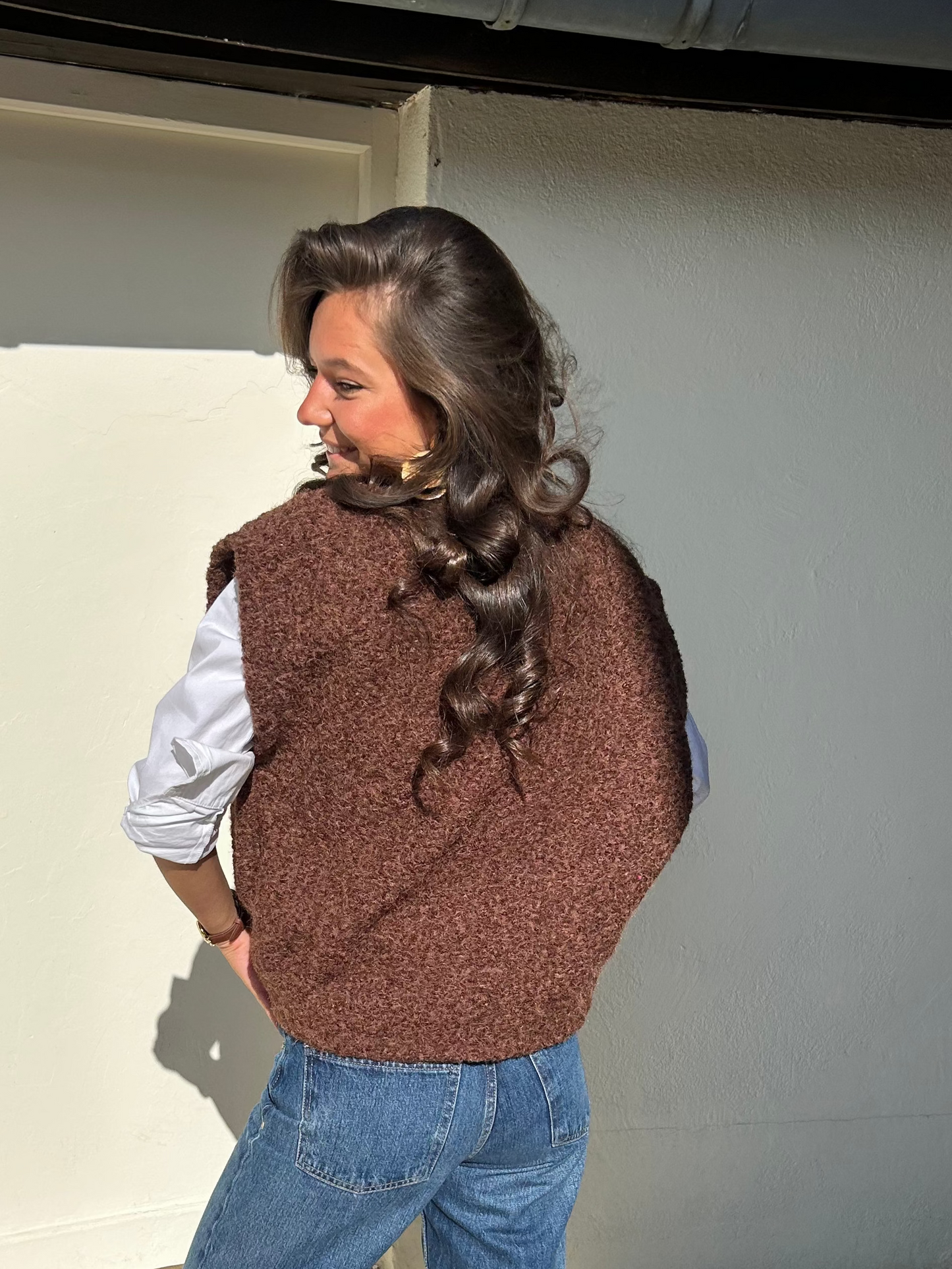 Gilet sans manches brun foncé Nona