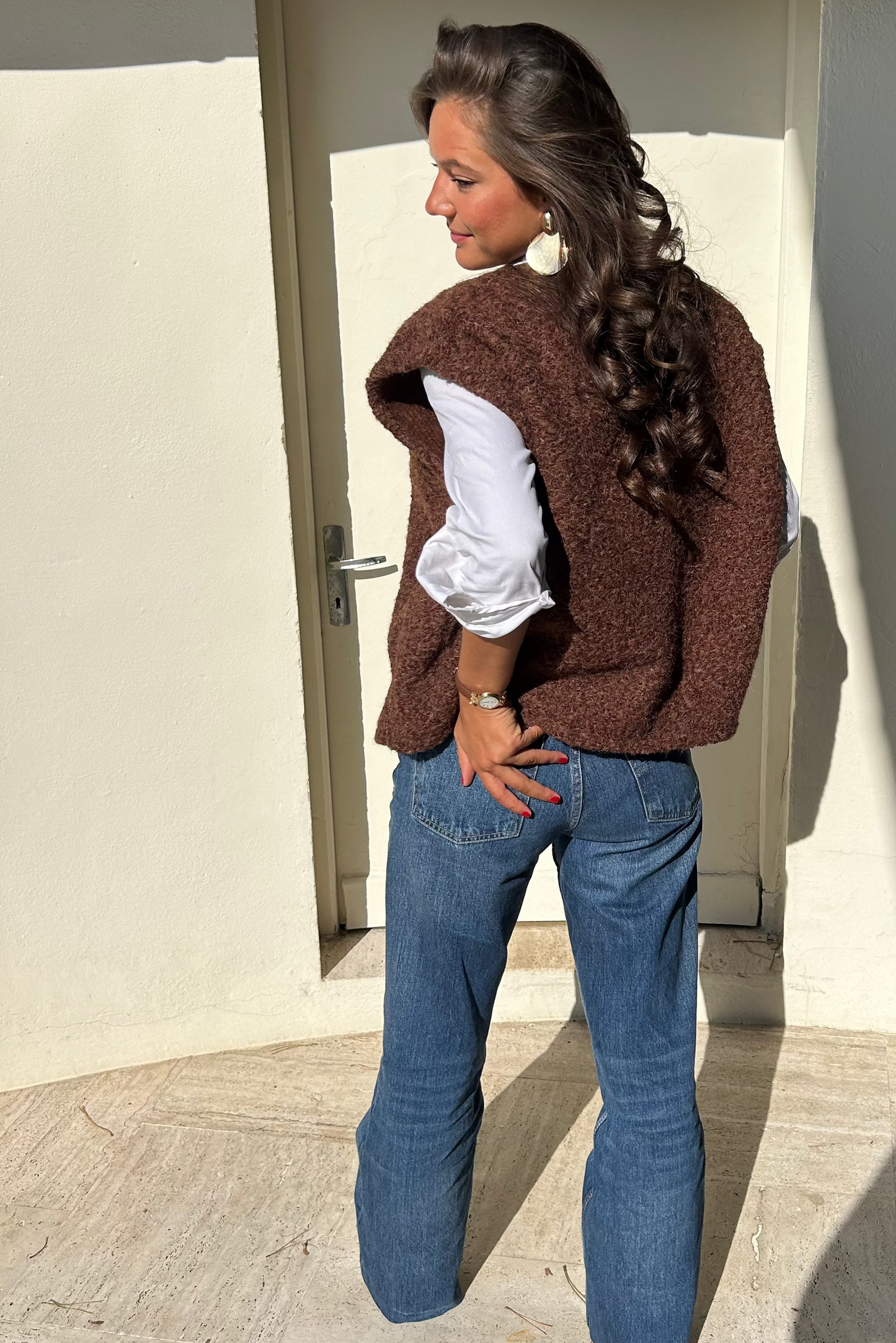 Gilet sans manches brun foncé Nona
