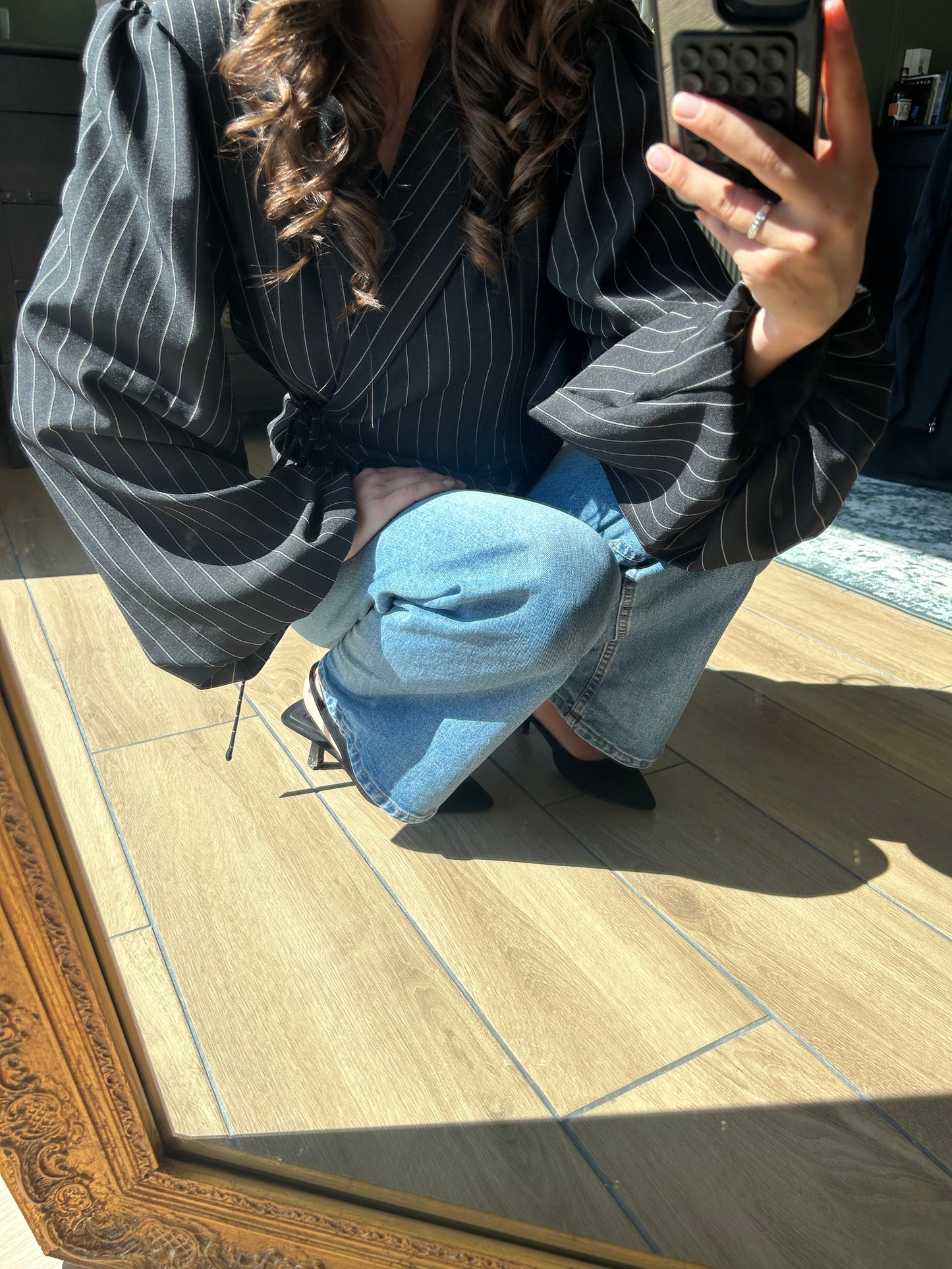 Veste lina manches bouffantes