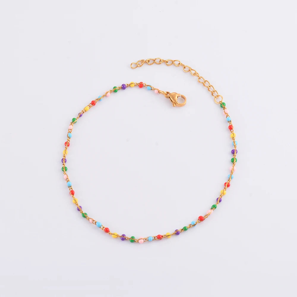 Collier chaîne de perles coloré