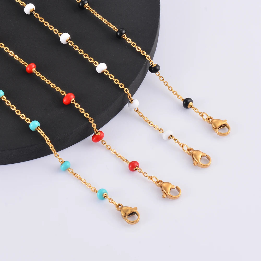 Collier chaîne de perles coloré
