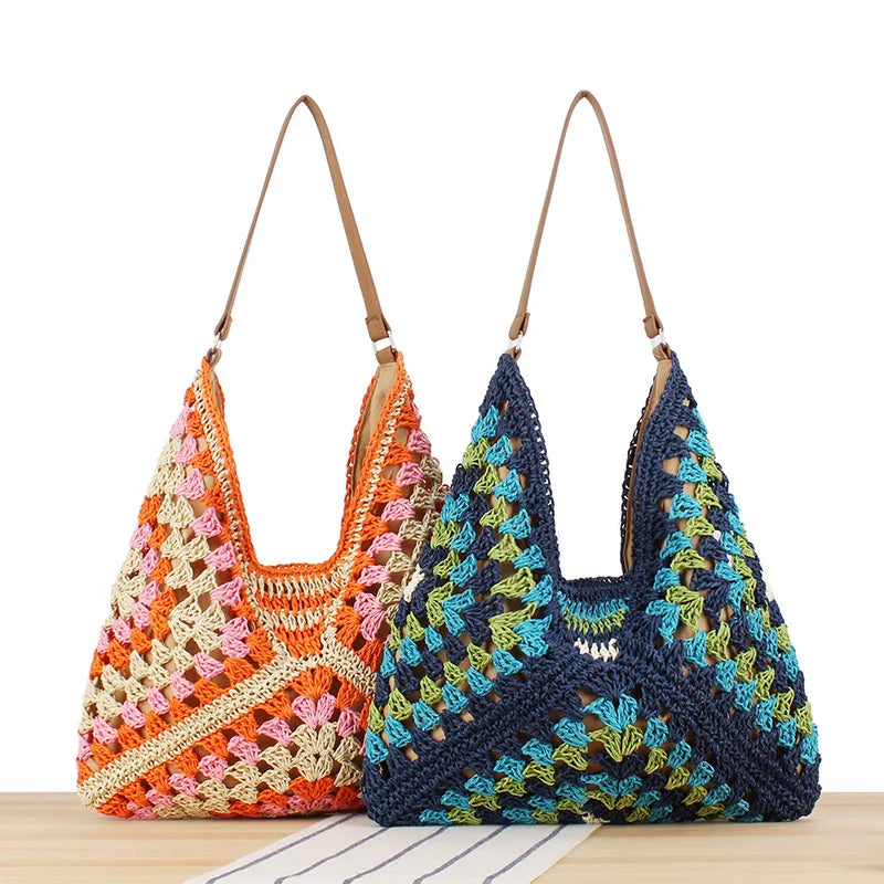 Straw woven handbag