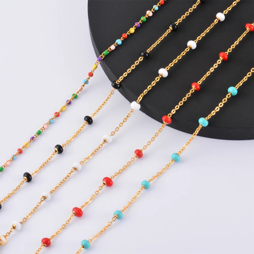 Collier chaîne de perles coloré