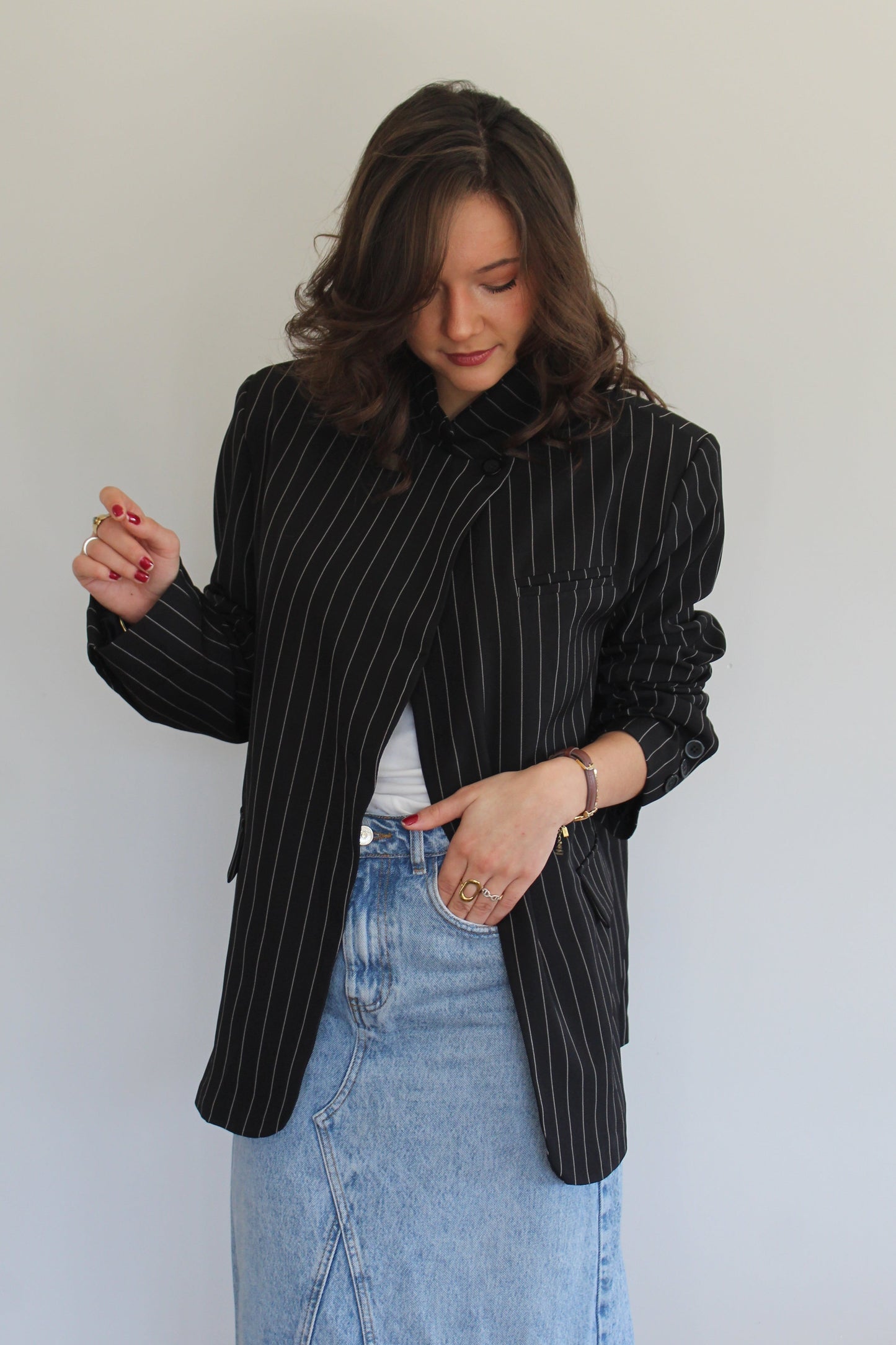 Blazer noir à rayures