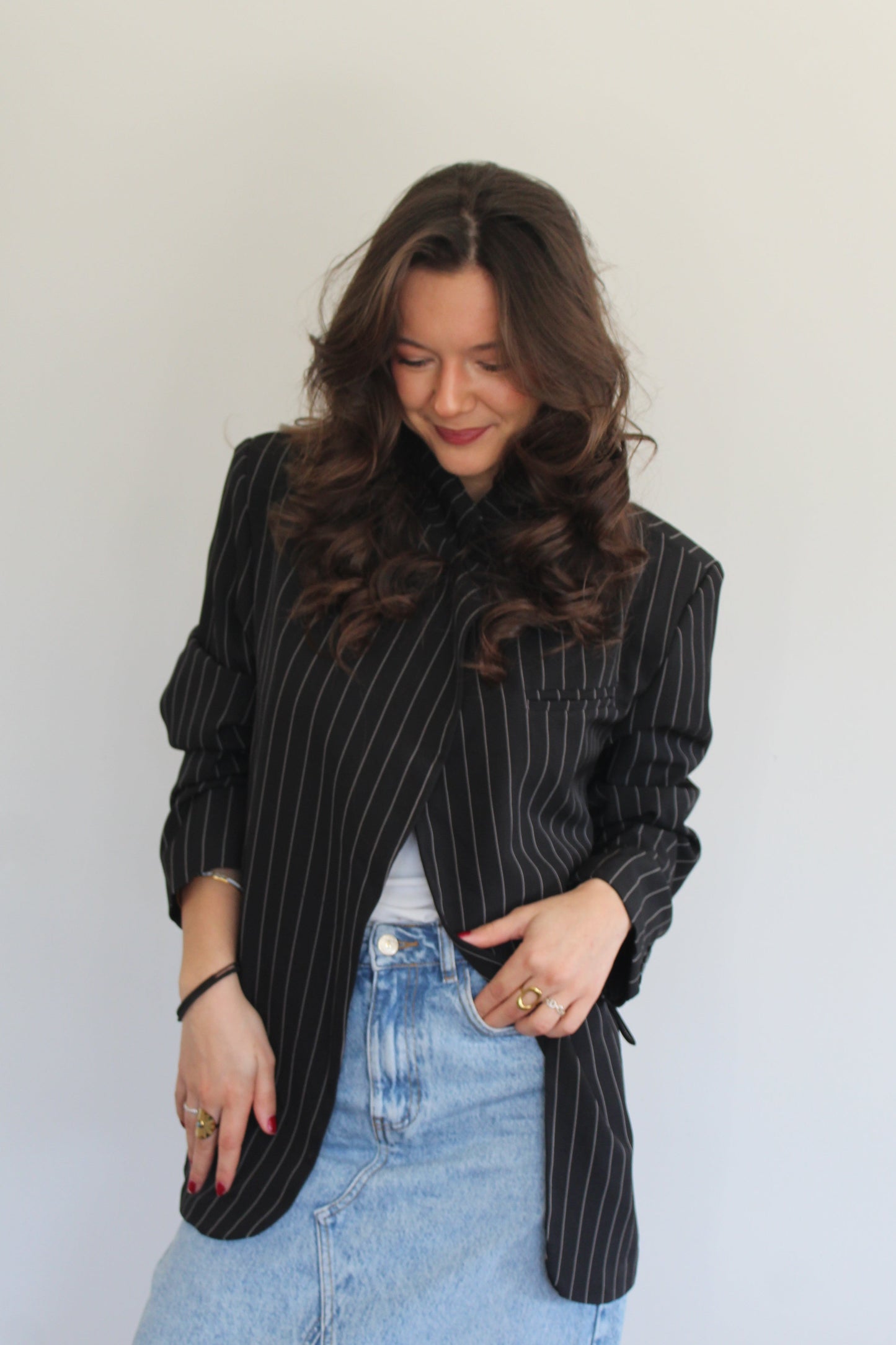 Blazer noir à rayures