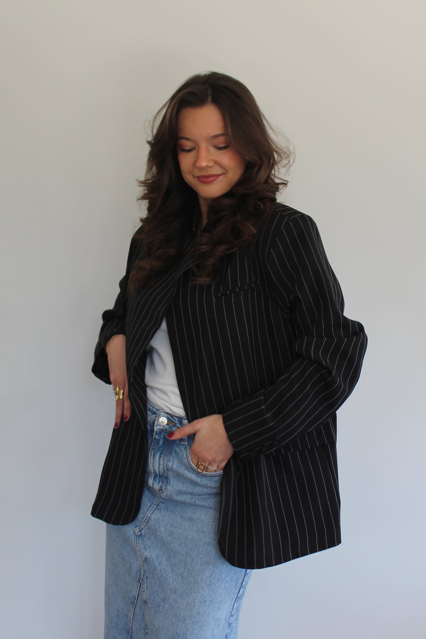 Blazer noir à rayures
