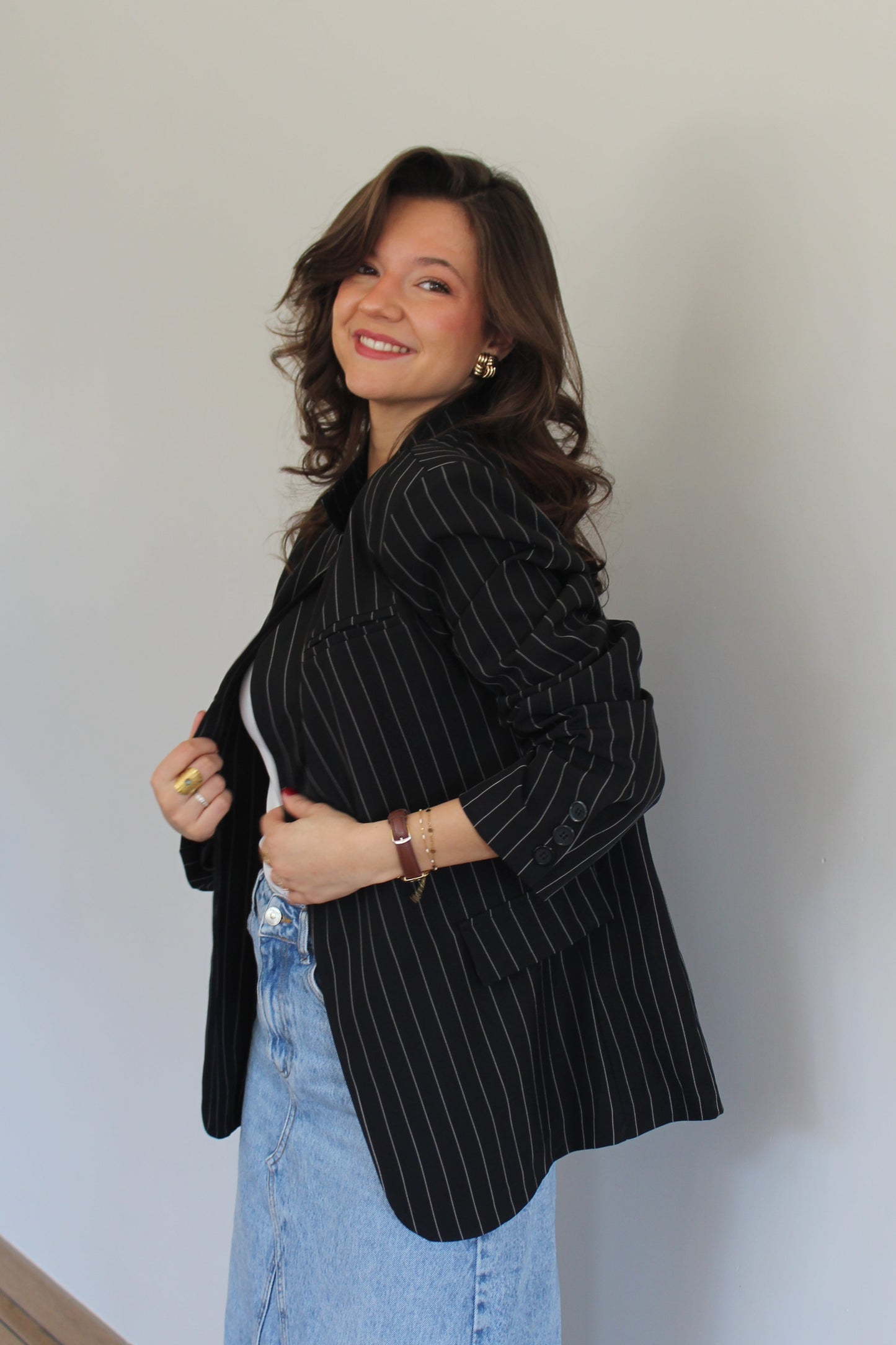 Blazer noir à rayures