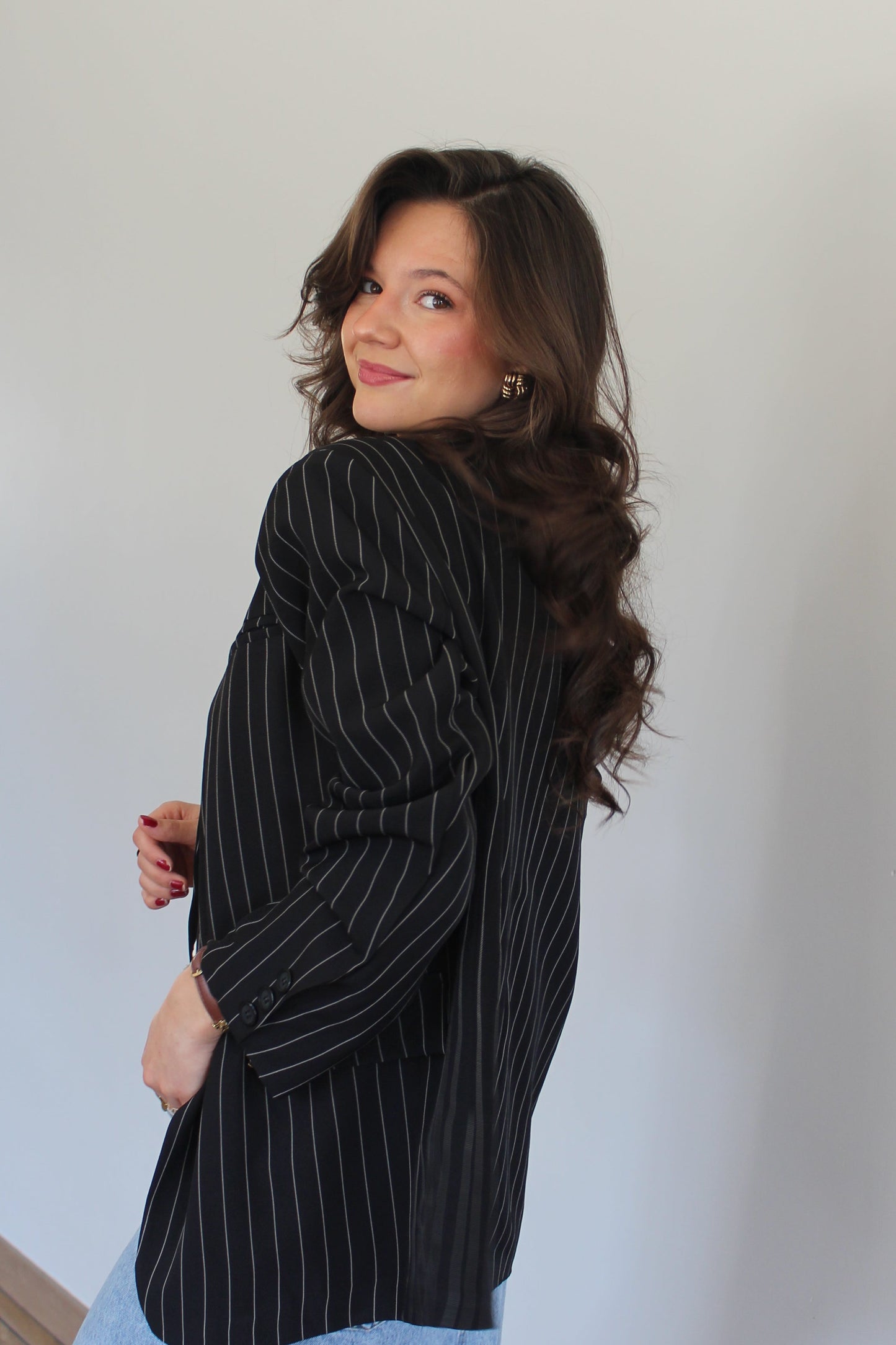 Blazer noir à rayures