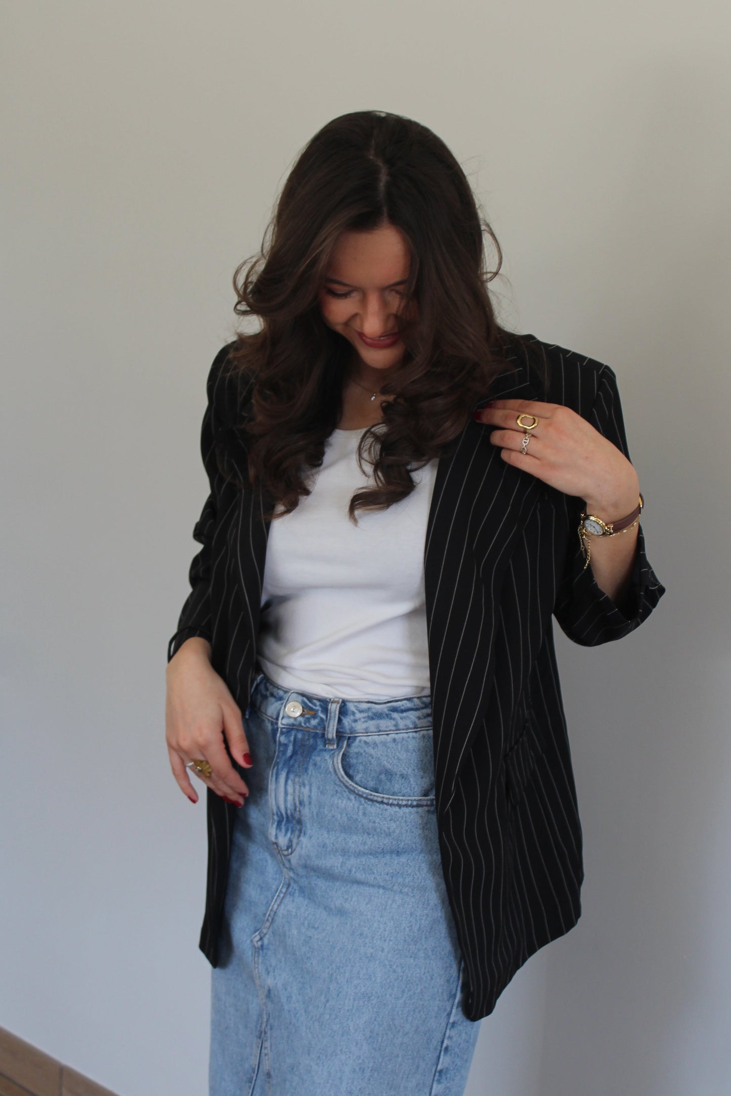 Blazer noir à rayures