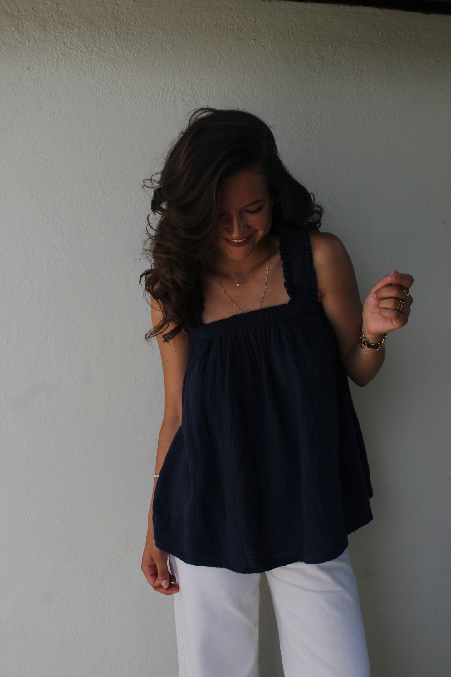 Top bleu marine Ambre