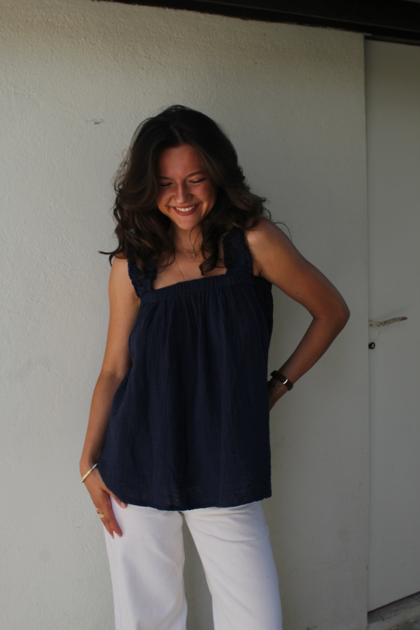 Top bleu marine Ambre
