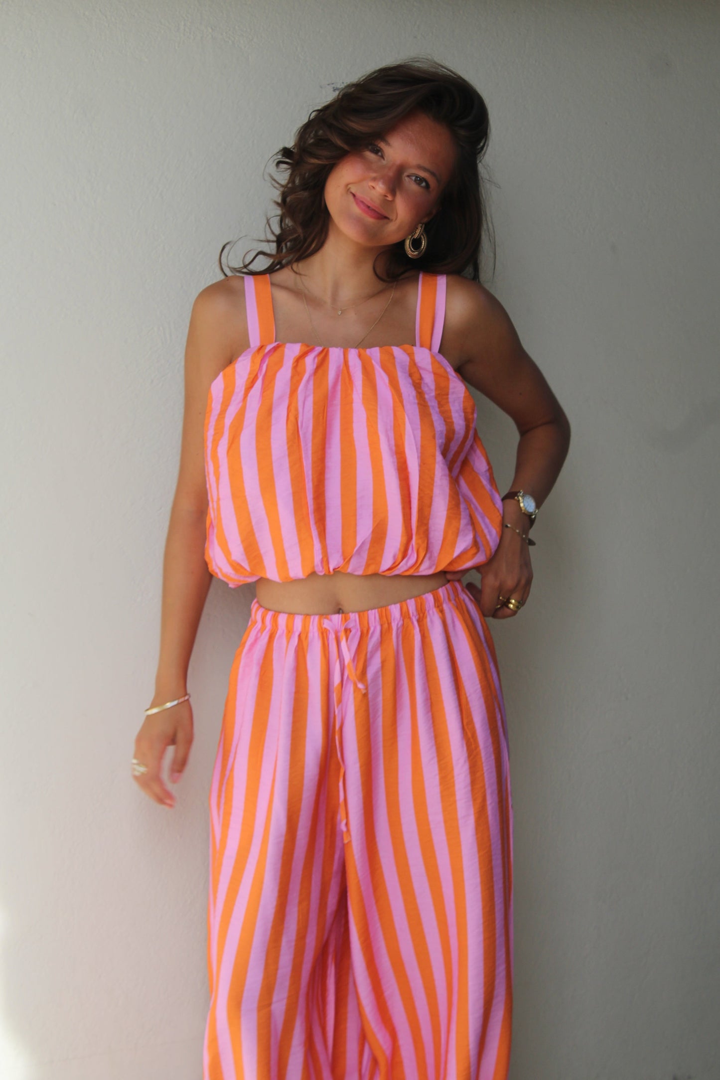 Ensemble orange rayé Romy