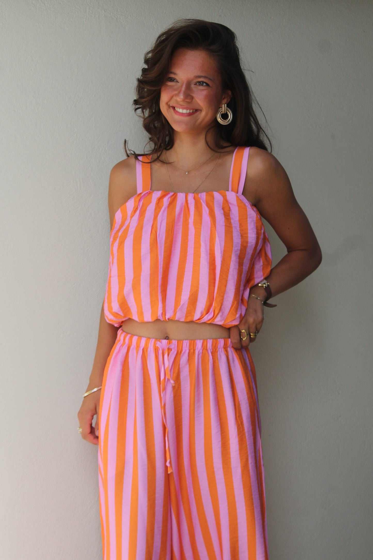 Ensemble orange rayé Romy