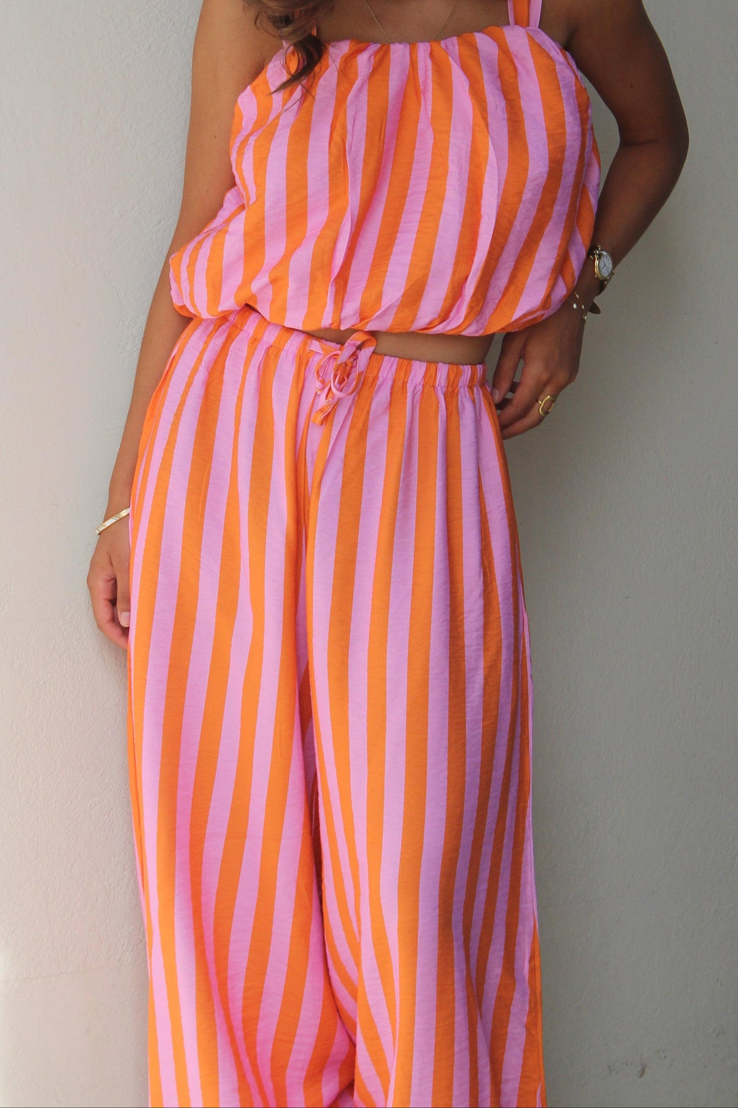 Ensemble orange rayé Romy