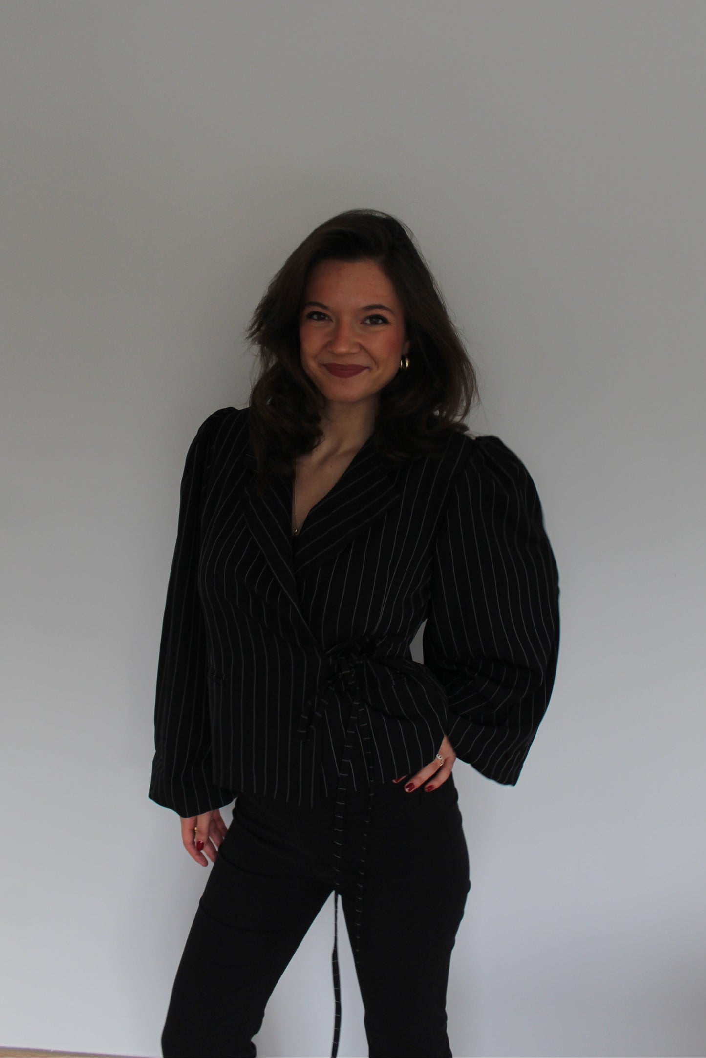 Veste lina manches bouffantes