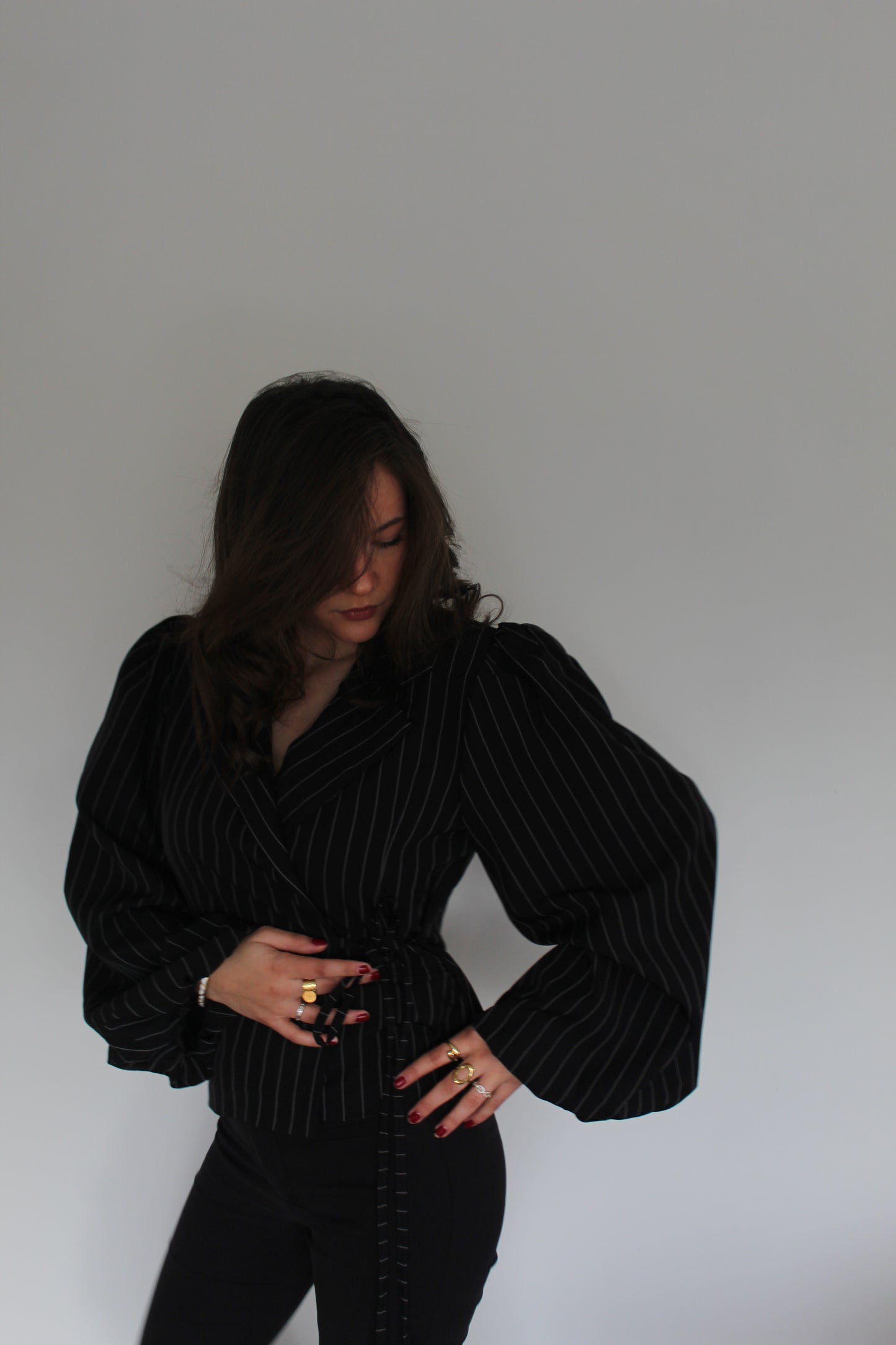 Veste lina manches bouffantes