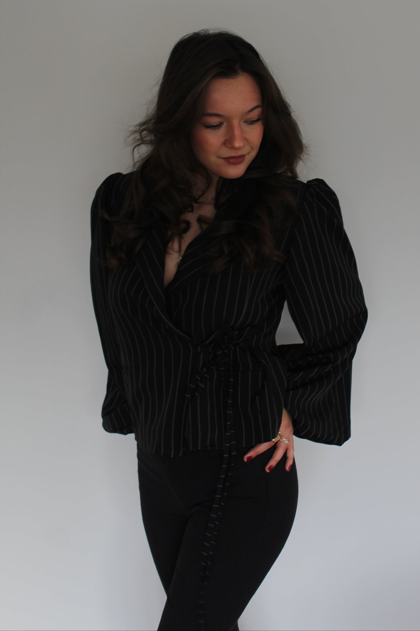 Veste lina manches bouffantes