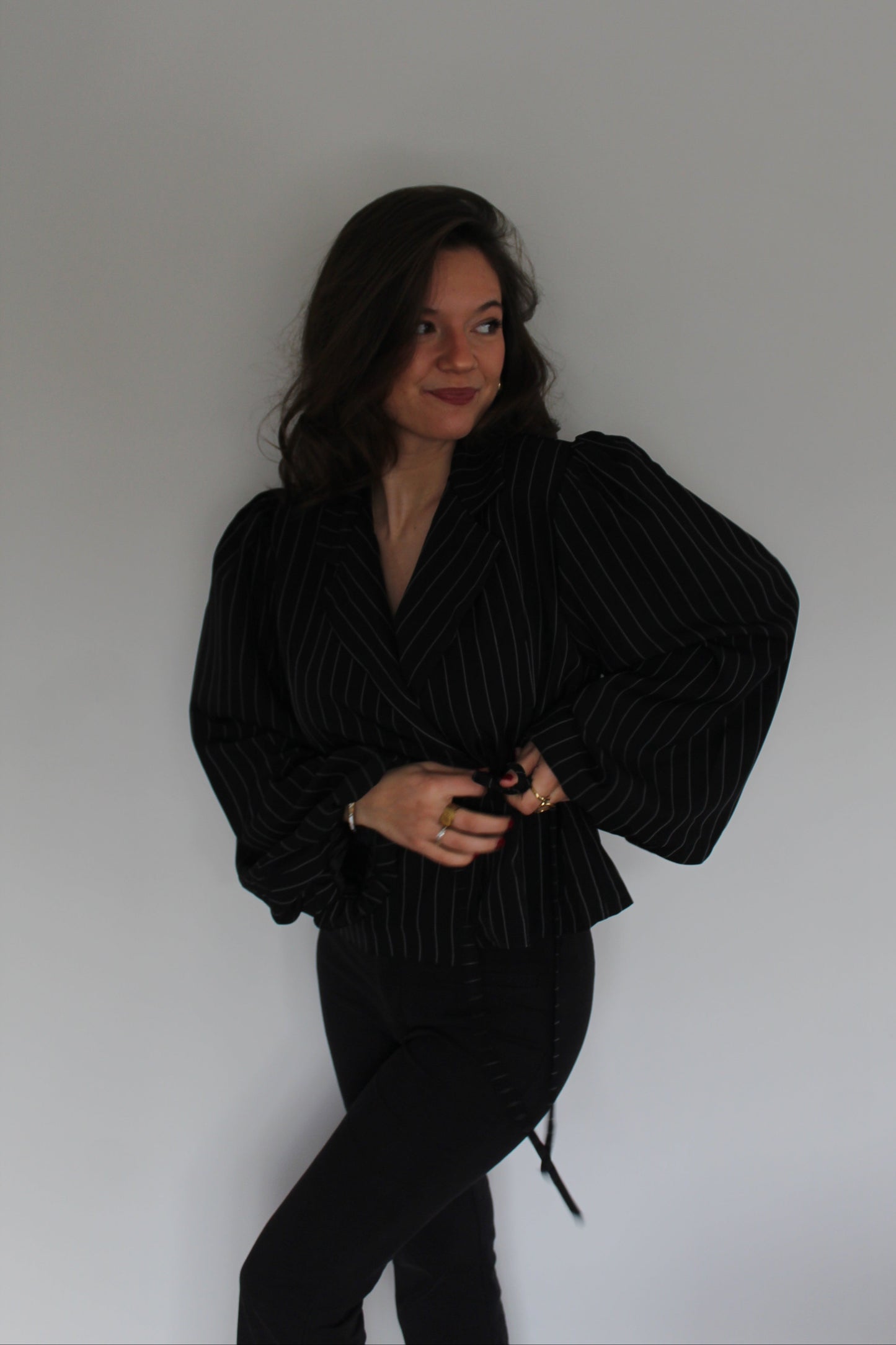 Veste lina manches bouffantes