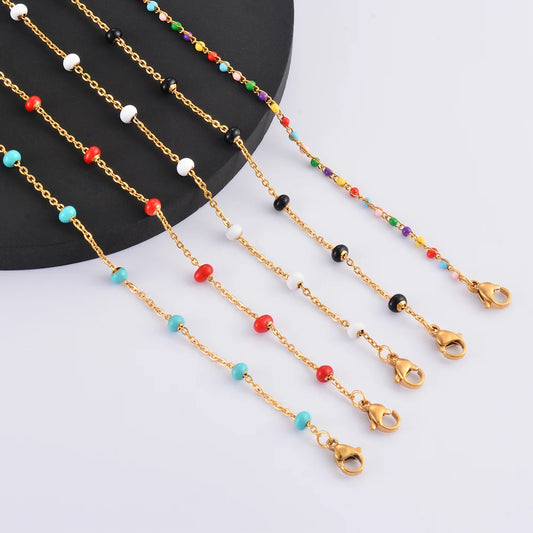 Collier chaîne de perles coloré